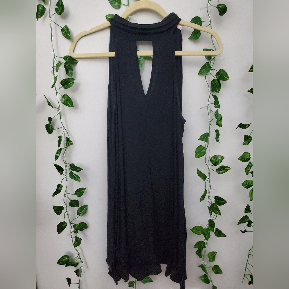 Black halter knee length dress
